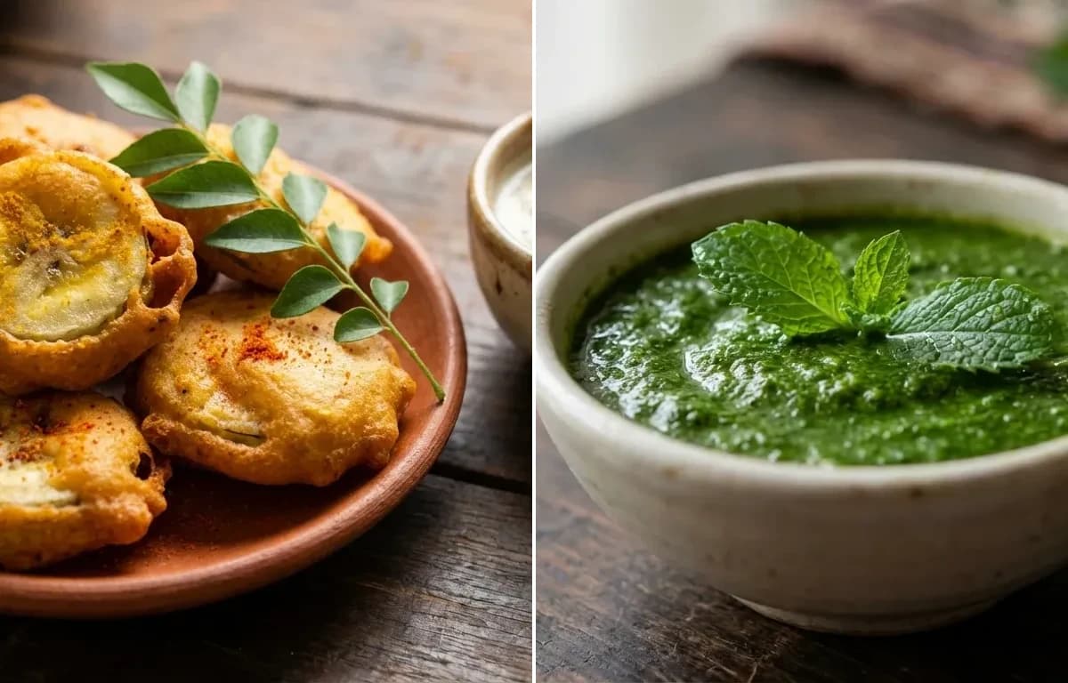 Vazhakkai Bajji with Mint Chutney