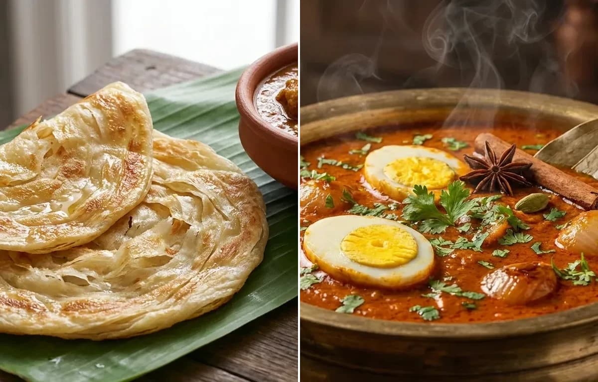 Veechu Parotta with Muttai Salna