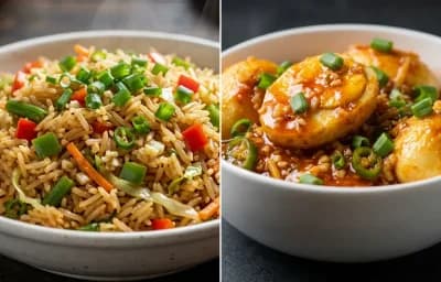 Veg Fried Rice with Egg Hot Garlic Sauce