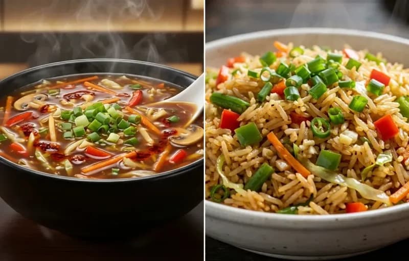 Veg Hot and Sour Soup with Veg Fried Rice