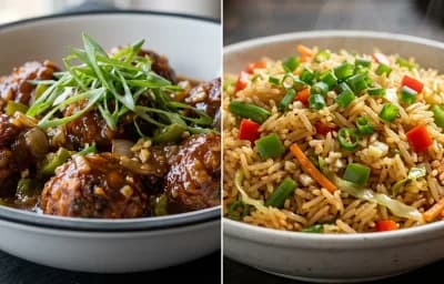 Veg Manchurian Gravy with Veg Fried Rice