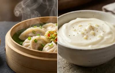 Veg Momos with Garlic Mayonnaise