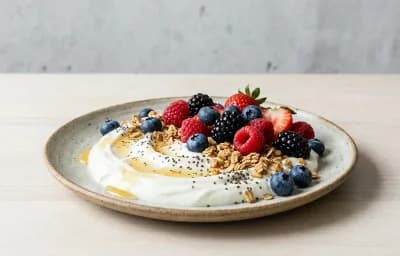 Vegan Tofu Veggie Hash with Yogurt Berry Bowl
