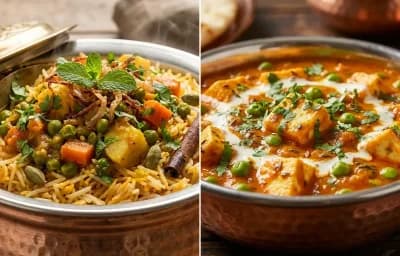 Vegetable Biryani with Matar Paneer
