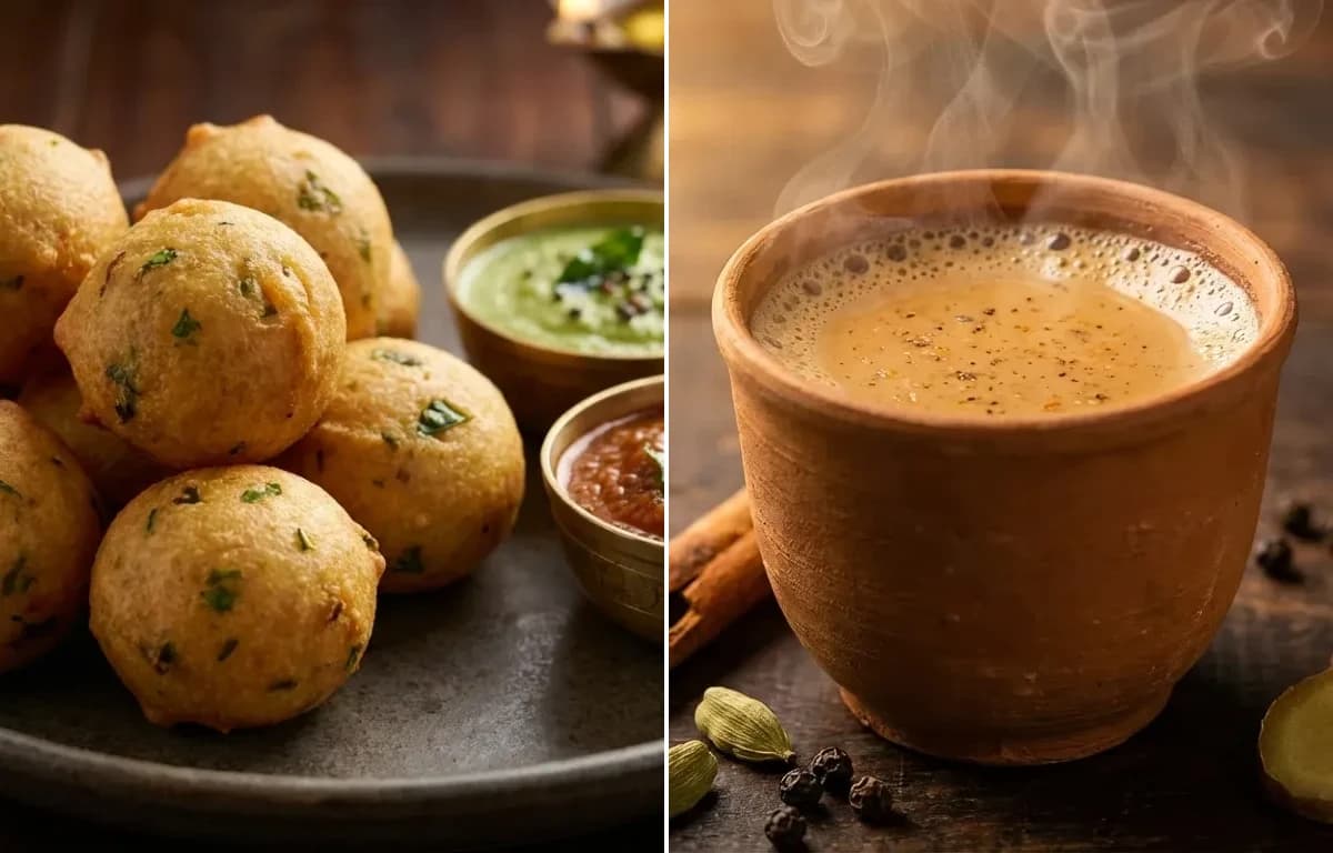 Vegetable Bonda with Masala Chai