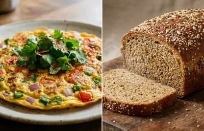 Vegetable Omelette with Multigrain Bread