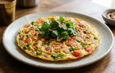 Vegetable Omelette with Whole Wheat Toast and Banana