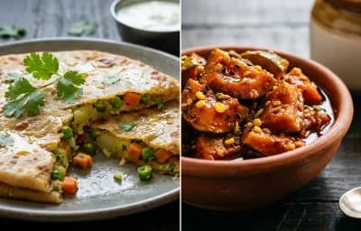 Vegetable Paratha with Mango Pickle