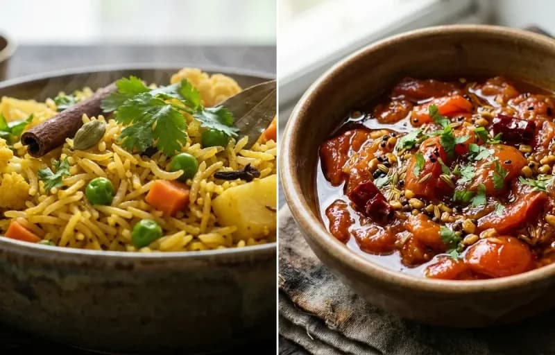 Vegetable Pulao with Bilahi Tok