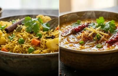 Vegetable Pulao with Dal Tadka