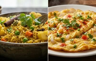Vegetable Pulao with Masala Omelette