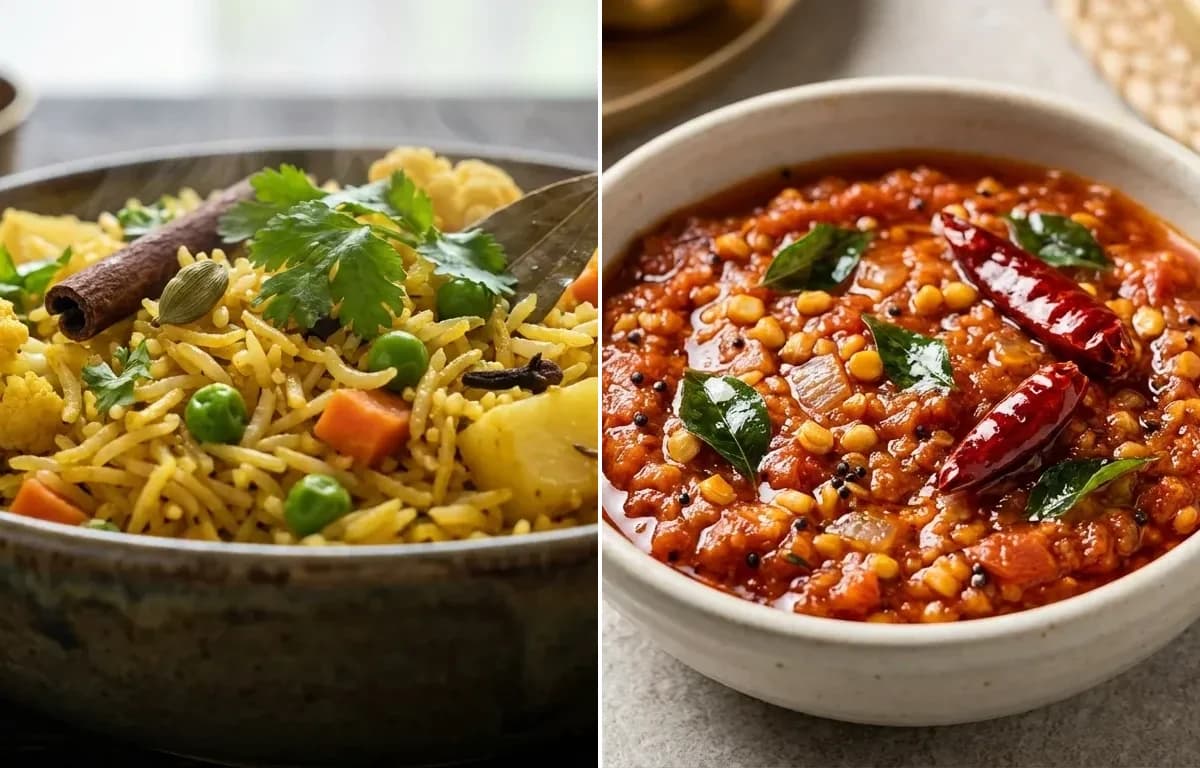 Vegetable Pulao with Tomato Pachadi