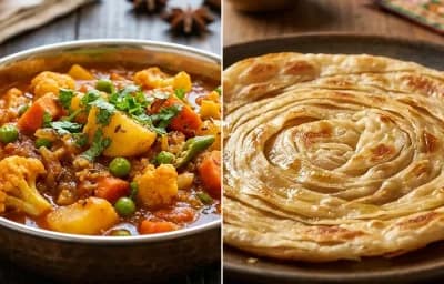 Vegetable Sabzi with Laccha Paratha
