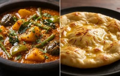 Vegetable Salan with Saffron Sheermal