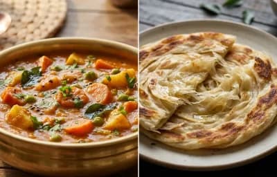 Vegetable Salna with Parotta