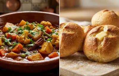 Vegetable Vindaloo with Goan Pao