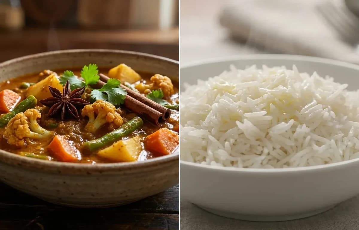 Vegetable Xacuti with Steamed Basmati Rice