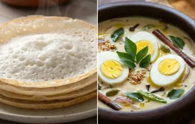 Vellayappam with Kerala Egg Stew