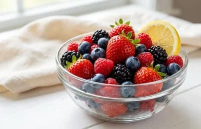 Waffles with Berries and Papaya