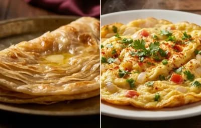 Warqi Paratha with Masala Omelette