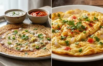 Wheat Dosa with Masala Omelette