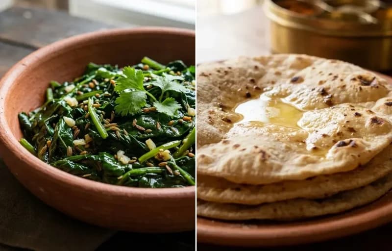 Xaak Bhaji with Roti