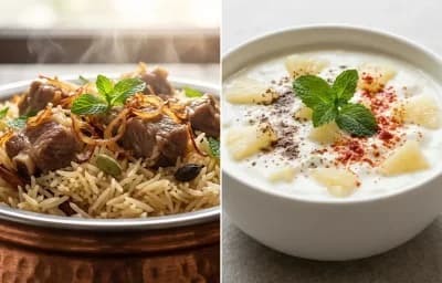 Yakhni Pulao with Pineapple Raita