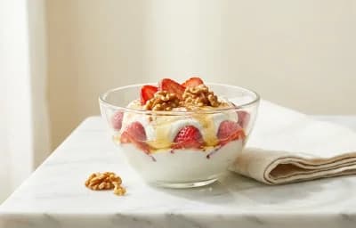 Yogurt with Strawberries and Walnuts
