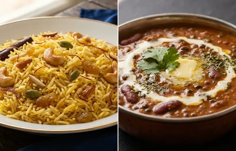 Zafrani Pulao with Dal Makhani