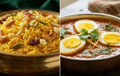 Zarda Pulao with Anda Curry