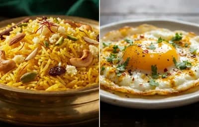 Zarda Pulao with Fried Egg