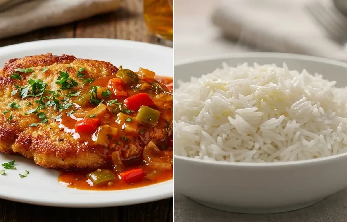 Zigeunerschnitzel with Steamed Basmati Rice