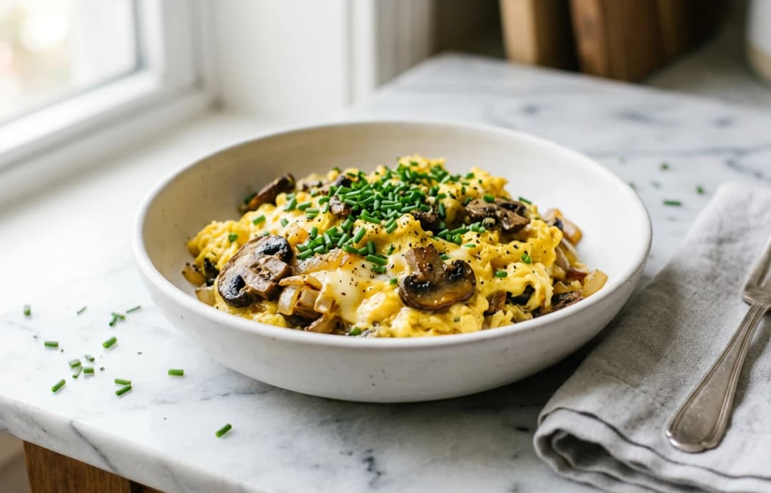 Cheesy Mushroom Scramble