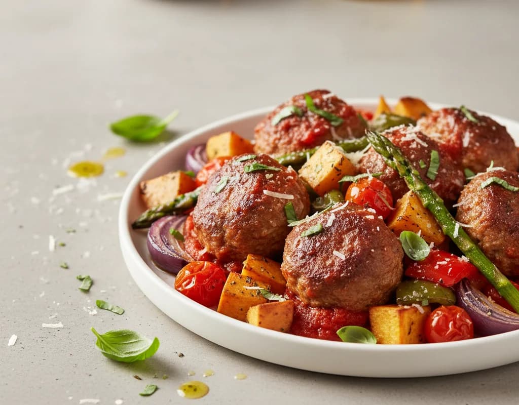 Turkey Meatballs With Roasted Vegetables