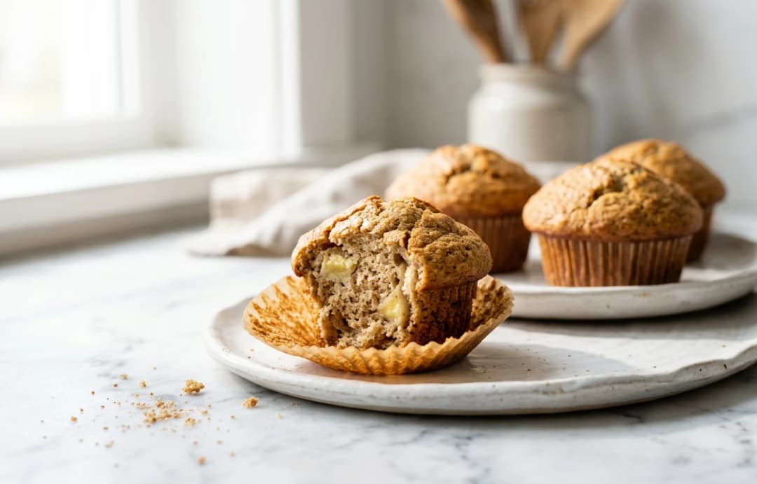 100% Whole Wheat Banana Muffins
