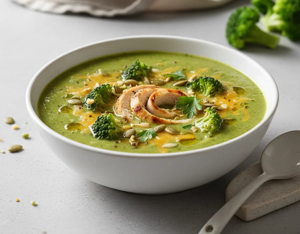 Broccoli Cheddar Protein Soup