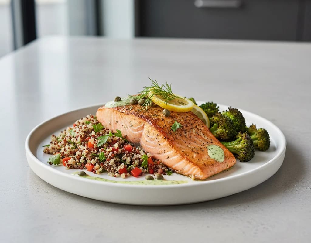 Baked Salmon With Quinoa And Broccoli