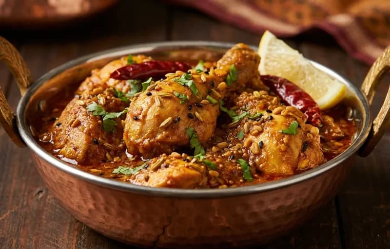 Achari Chicken, Laccha Paratha and Curd - Recipe 1