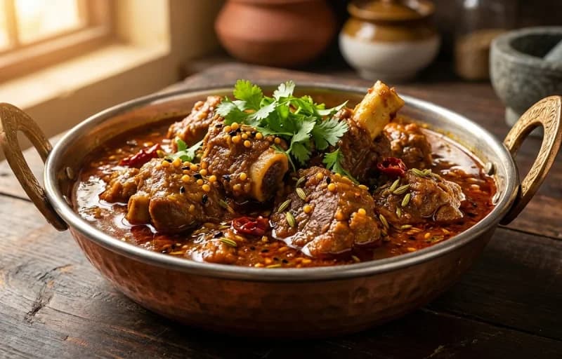 Achari Mutton, Bajra Roti and Kachumber Salad - Recipe 1