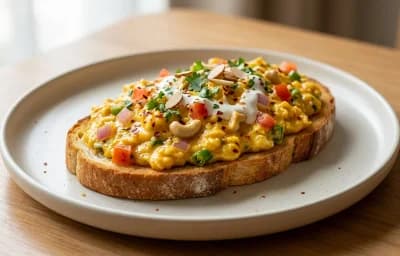 Akuri on Toast (Awadhi Twist)