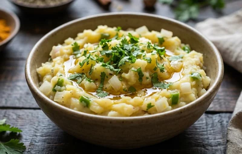 Dahi Pakhala, Aloo Bharta, Anda Bhaja and Badi Chura - Recipe 2