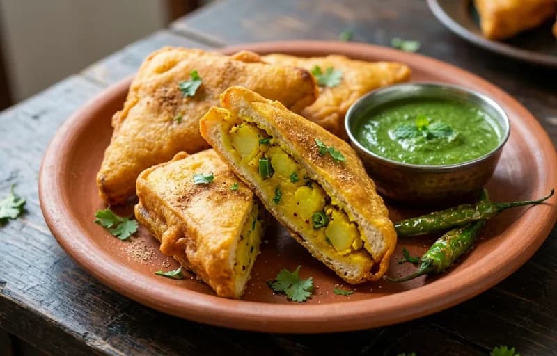 Aloo Bread Pakora with Coriander Mint Chutney - Recipe 1