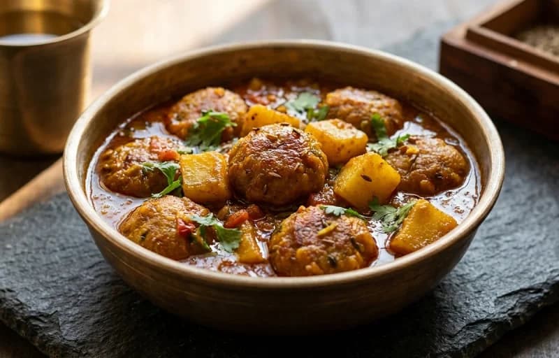 Aloo Mangodi Sabzi with Phulka - Recipe 1