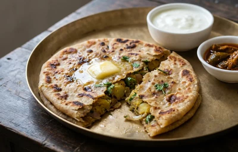 Aloo Pyaaz Paratha with Coriander Chutney - Recipe 1
