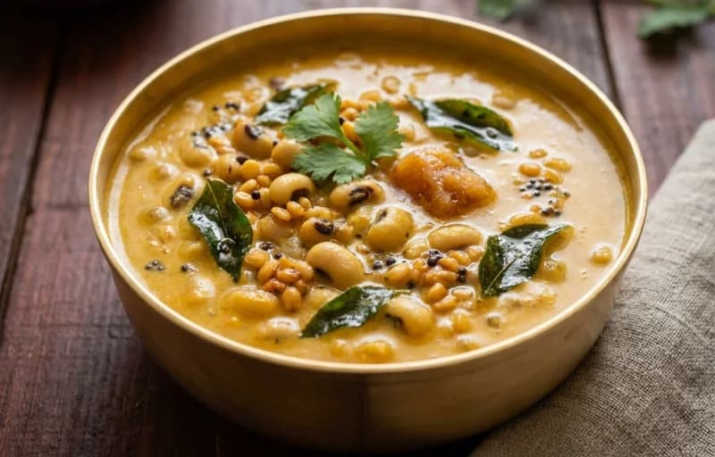 Steamed Basmati Rice, Alsande Gashi and Cabbage Upkari - Recipe 2