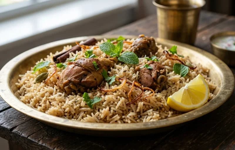 Ambur Chicken Biryani, Kathirikai Pachadi and Cucumber Raita - Recipe 1