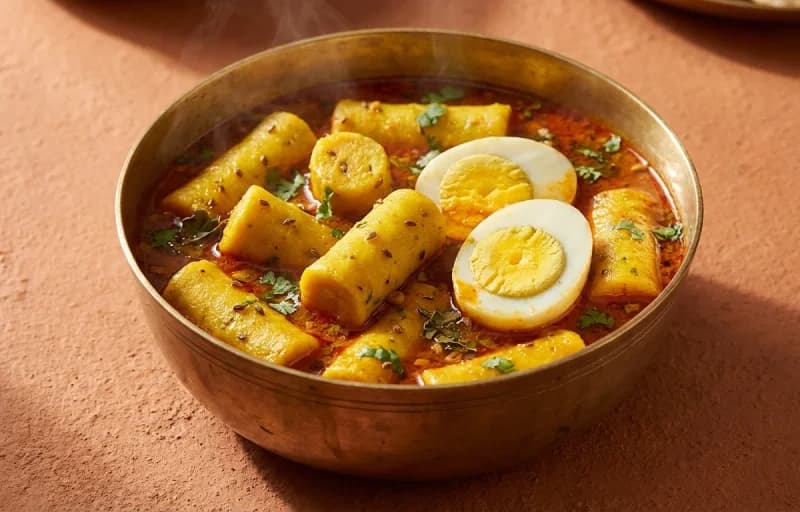 Anda Gatte ki Sabzi, Bajra Roti and Lehsun Chutney - Recipe 1