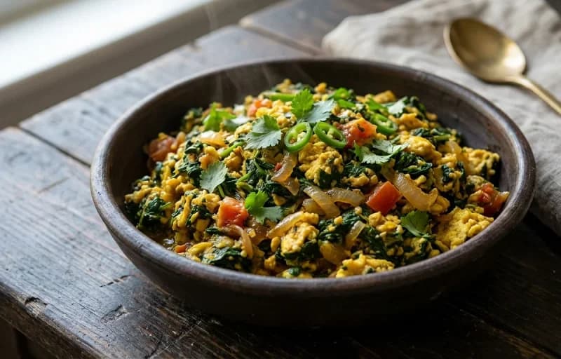 Anda Palak Bhurji with Makki di Roti - Recipe 1