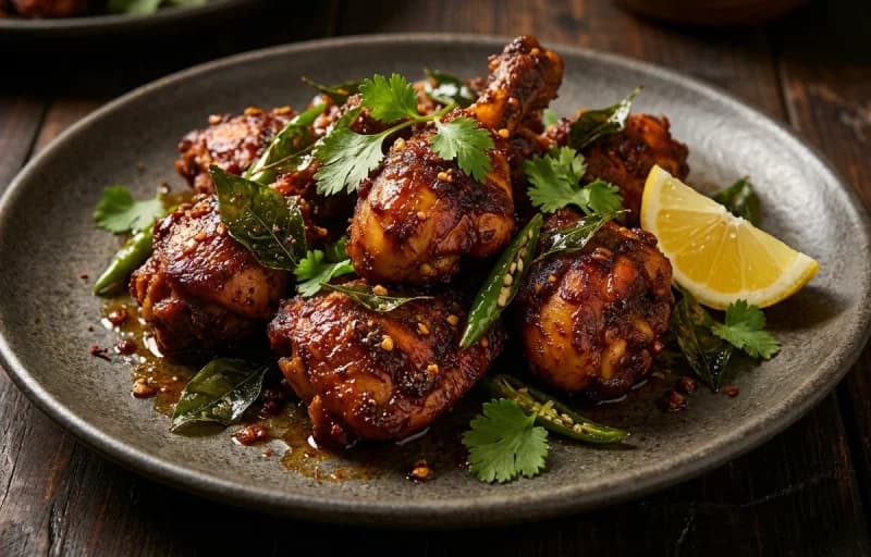 Andhra Kodi Vepudu, Vegetable Sambar, Steamed Basmati Rice and Curd - Recipe 1