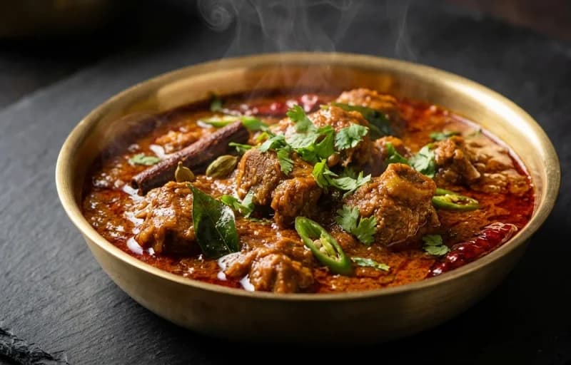 Andhra Mutton Curry, Jonna Rotte and Lachha Pyaaz - Recipe 1